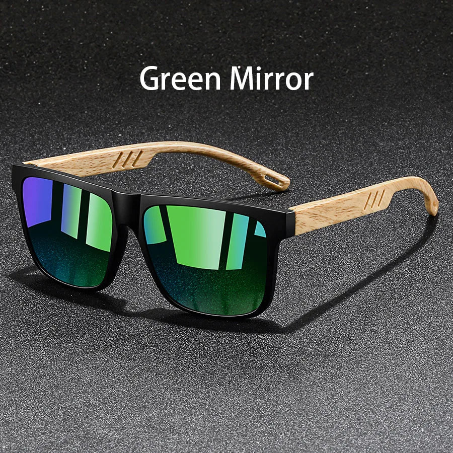 Woodgrain Square Mirror – Green Mirror