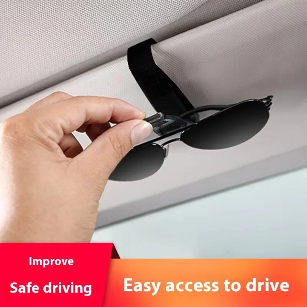 DoubleEdge Car Visor Glasses Holder | In use