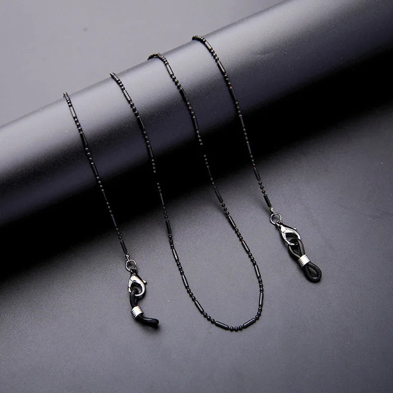Handmade Beaded Glasses Chain – Black Fine Ball