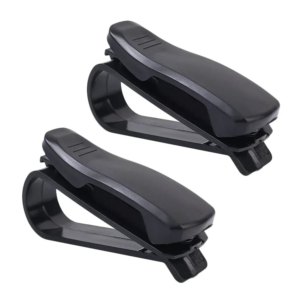 DoubleEdge Car Visor Glasses Holder – Black (Pack of 2)