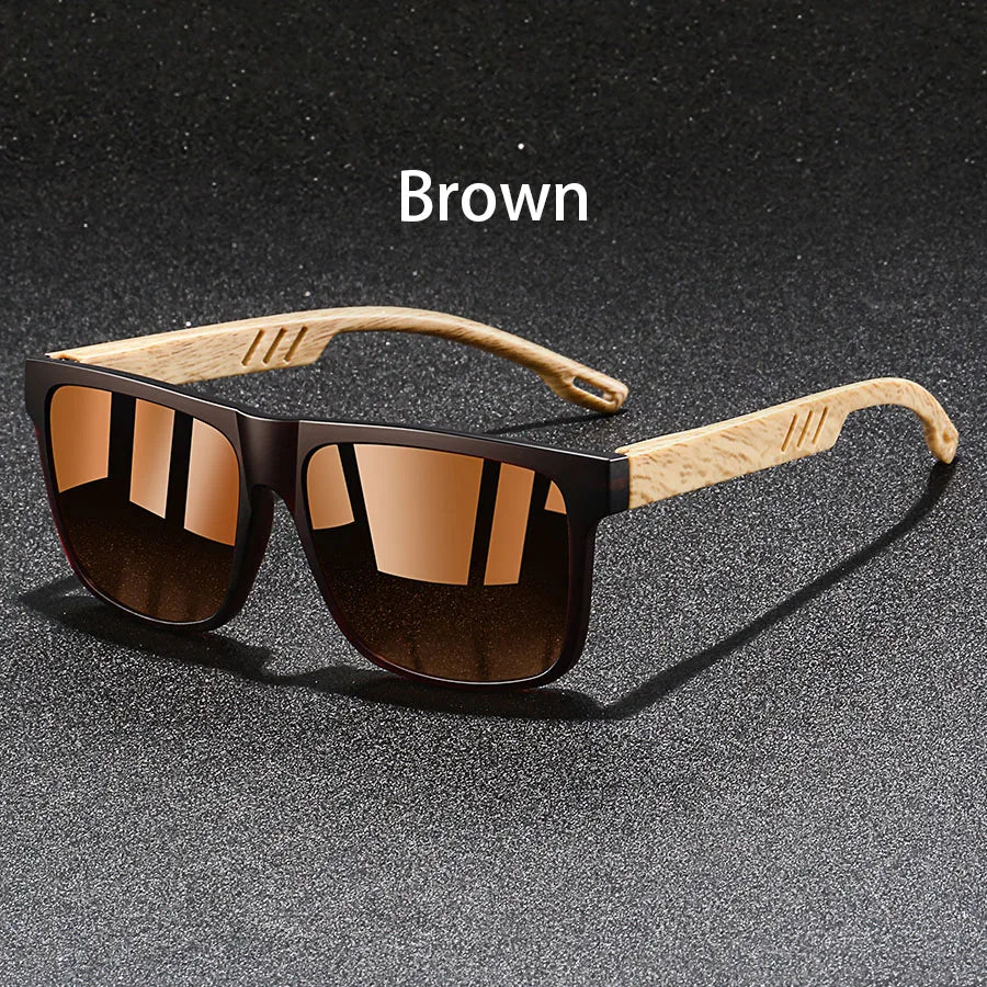 Woodgrain Square Mirror – Brown