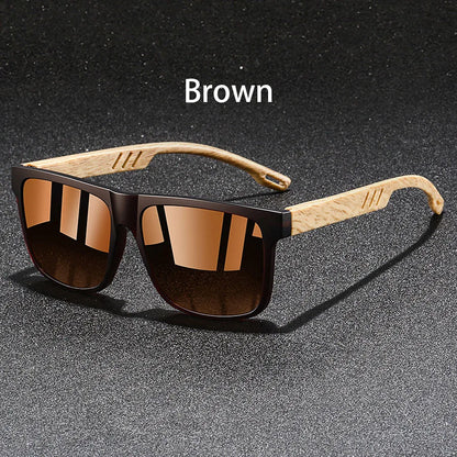 Woodgrain Square Mirror – Brown