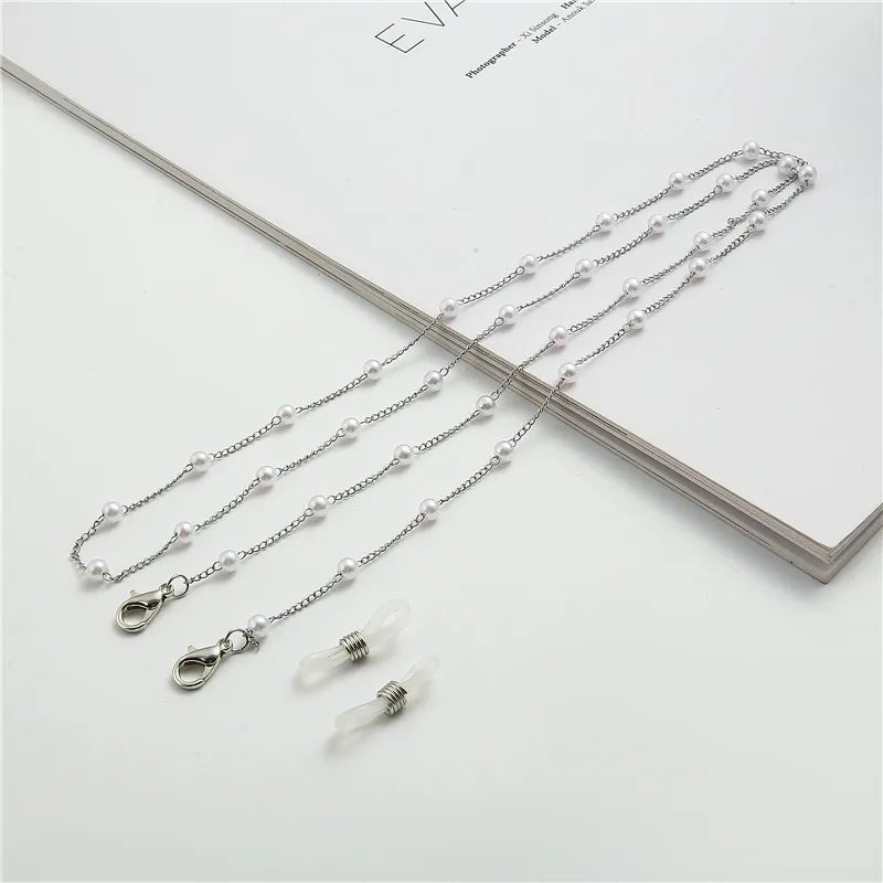 Handmade Beaded Glasses Chain – Silver Satellite