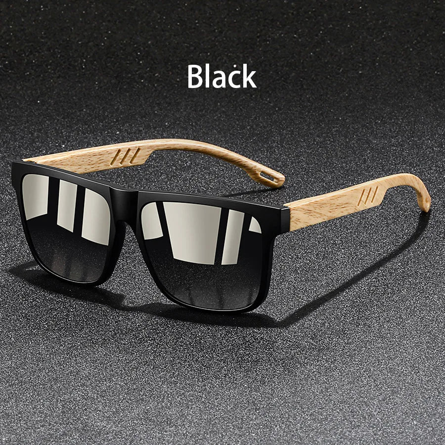 Woodgrain Square Mirror – Black