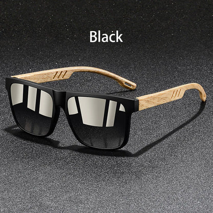 Woodgrain Square Mirror – Black
