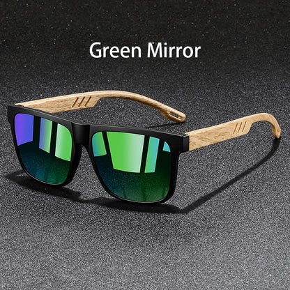 Woodgrain Square Mirror – Green Mirror