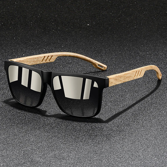 Woodgrain Square Mirror – Black