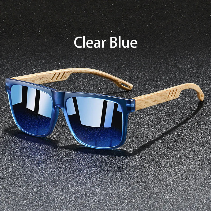 Woodgrain Square Mirror – Blue Mirror
