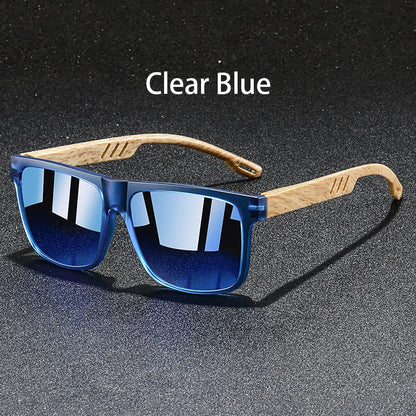 Woodgrain Square Mirror – Blue Mirror