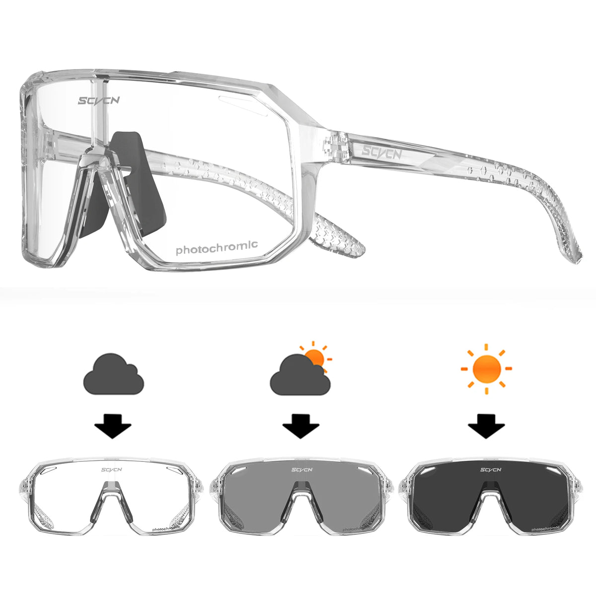 TrailShift Photochromic Cycling Glasses – Clear