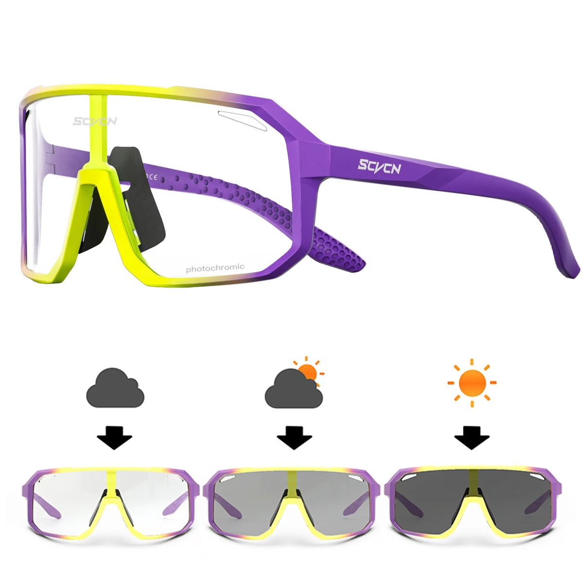 TrailShift Photochromic Cycling Glasses – Purple / Yellow