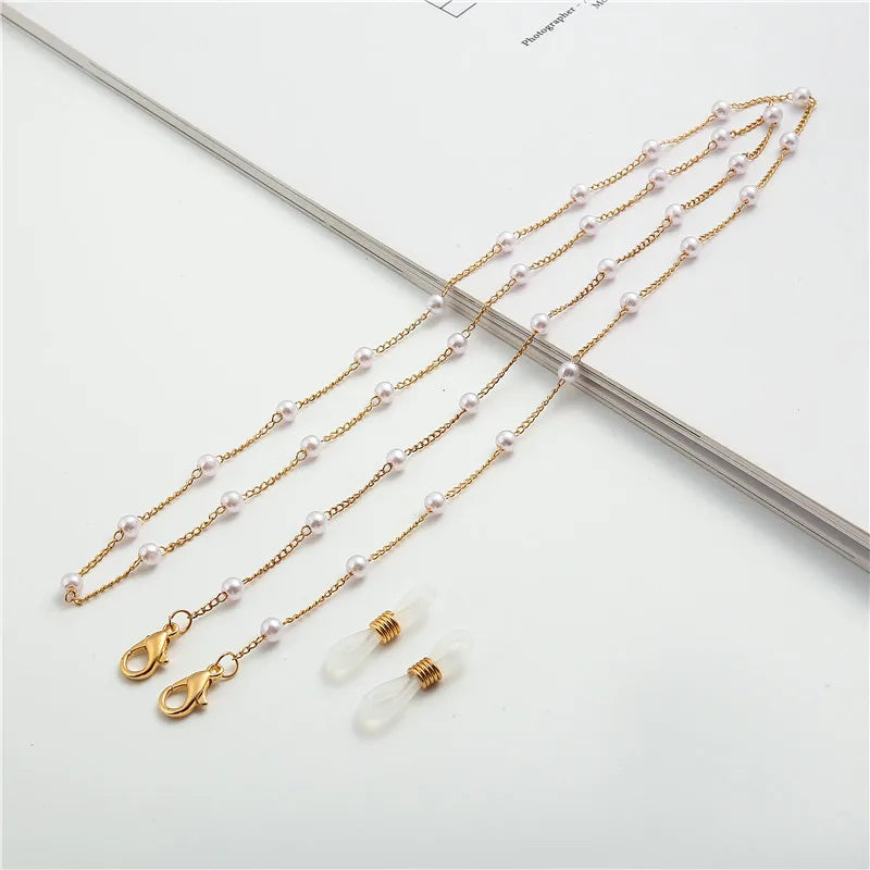 Handmade Beaded Glasses Chain – Gold Satellite