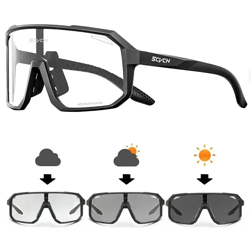 TrailShift Photochromic Cycling Glasses – Black