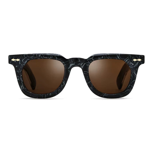 Harlow Chunky Square Acetate – Marble Black / Brown