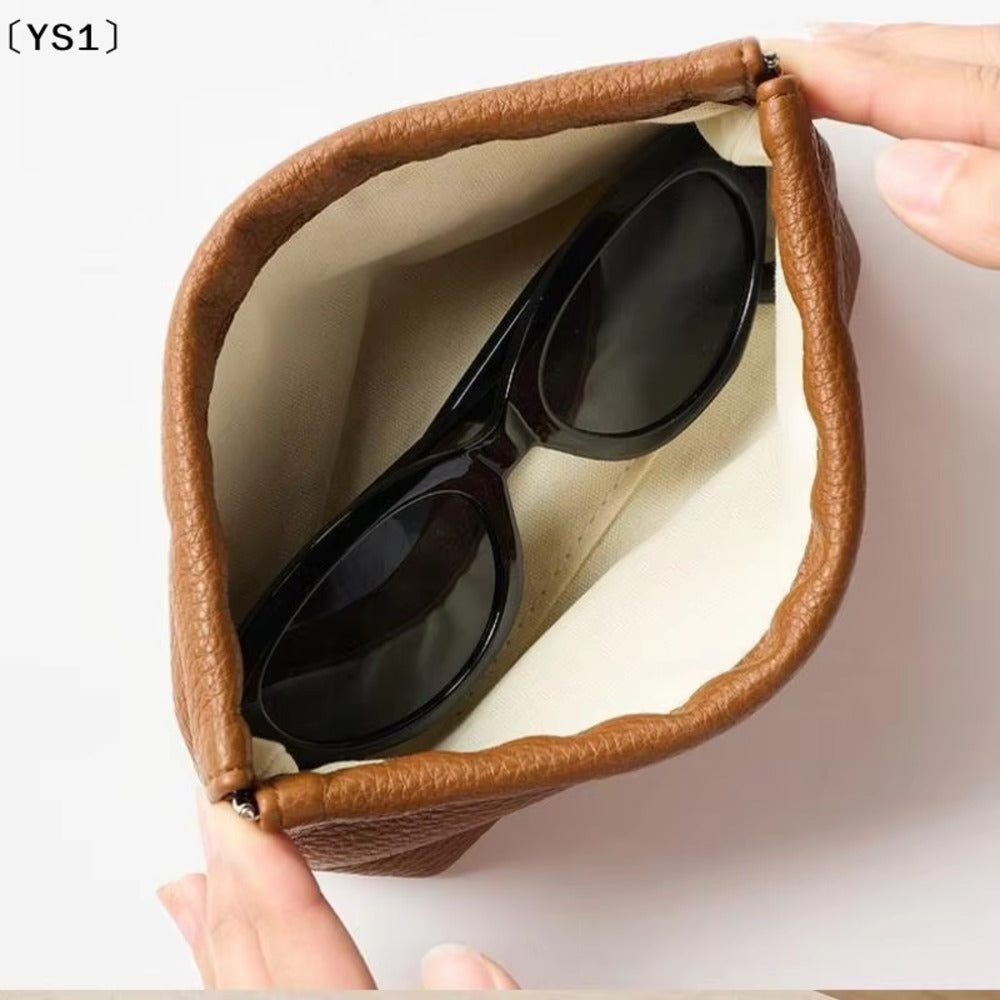 Magnetic PU Leather Glasses Case – Brown